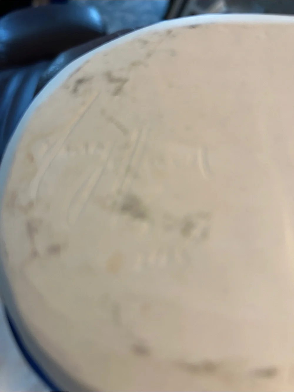 Handcrafted Signed Blue and Cream Ceramic Oval Shaped Bowl